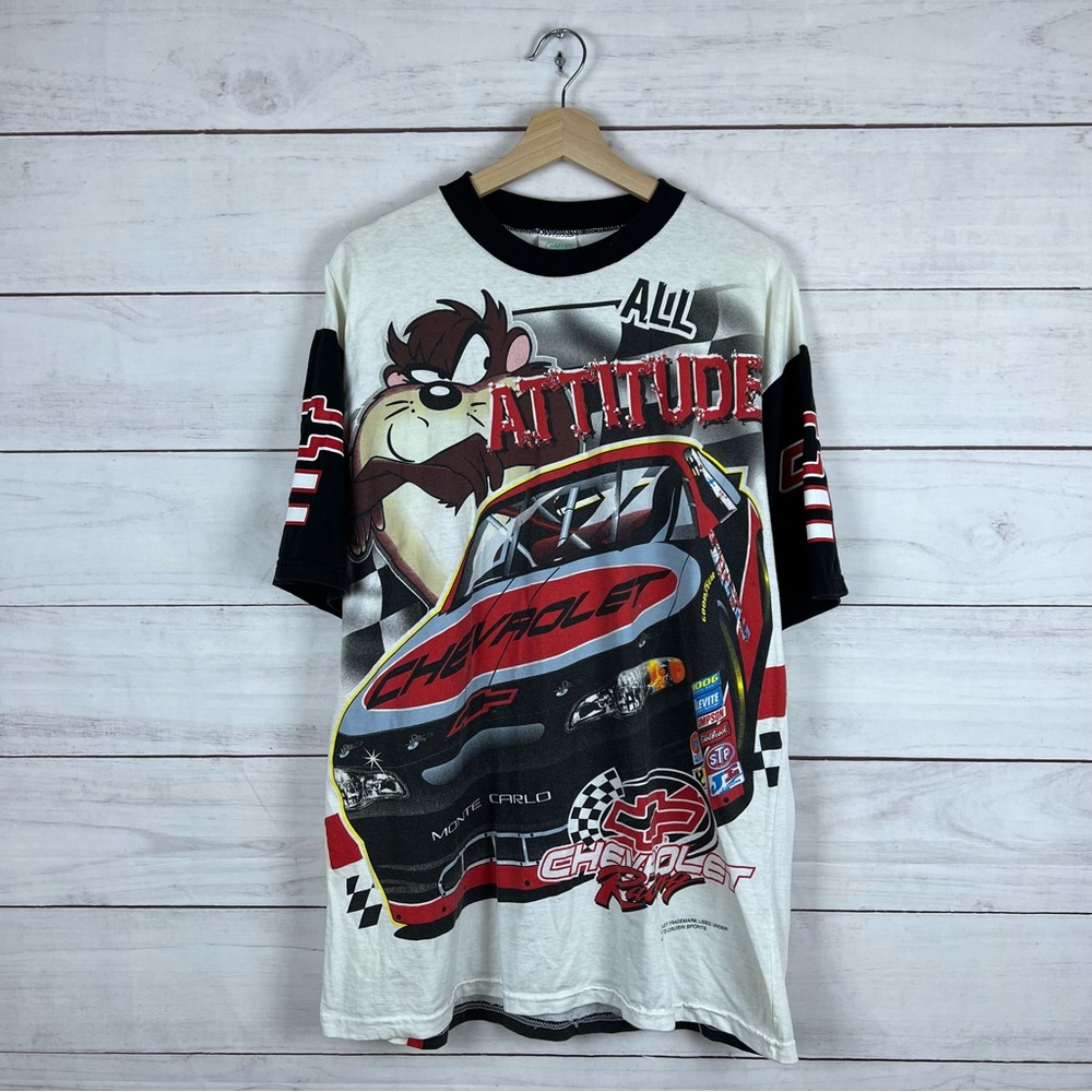 RARE Vintage 1990s NASCAR Taz Looney Tunes AOP T-Shirt XL